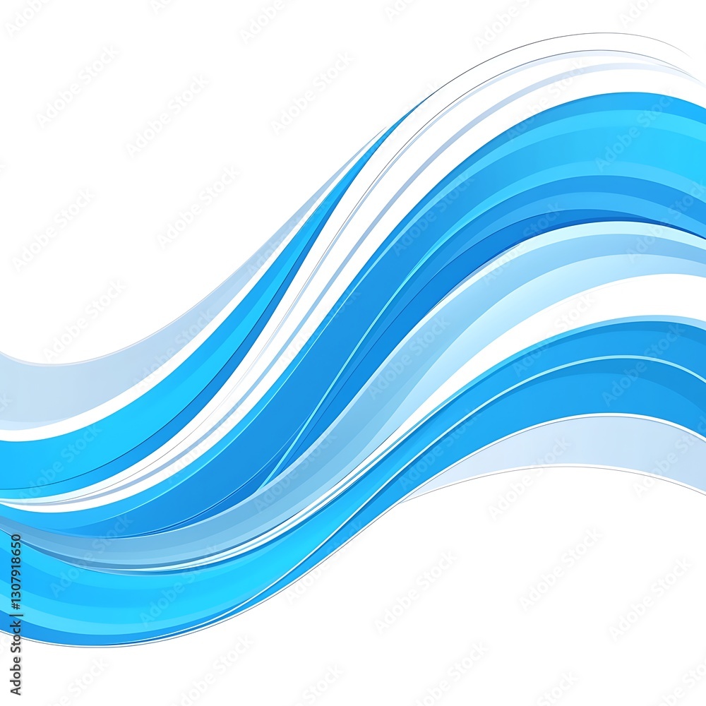 Fototapeta premium Abstract Blue Waves on White Background