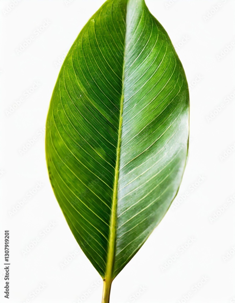 Obraz premium Green Leaf Isolated Gracefully on a White Background