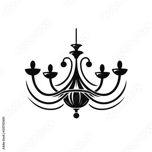 Elegant black chandelier design, vintage style, decorative lighting fixture, artistic silhouette