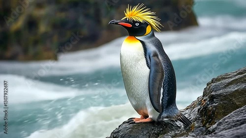 Majestic King Penguin by the Ocean's Roar