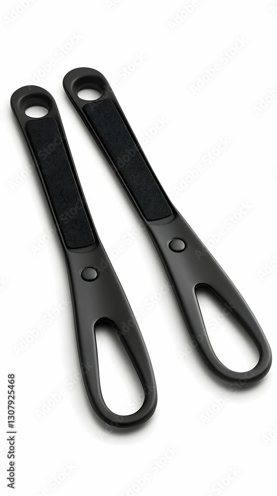 Sleek Black 3D Render of Ergonomic Grips for Modern Design Sleek Black 3D Render of Ergonomic Grips for Modern Design
