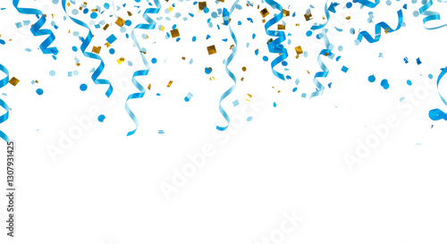 Luxury falling shiny blue confetti isolated on transparent background. Vector illustration