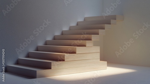 Wallpaper Mural Wooden staircase ascending towards light in a minimalist room. Torontodigital.ca