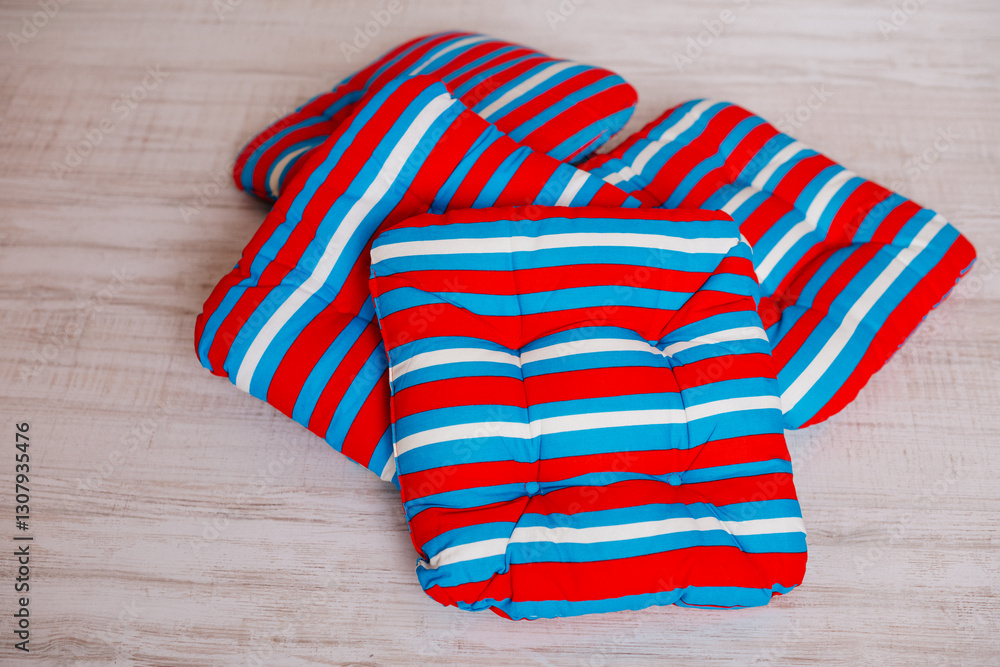 Red and blue kitchen accessories combining practicality and design. Red and blue kitchen accessories combining practicality and design.