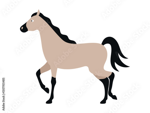 Horse walking. Animal character. Vector isolated flat illustration