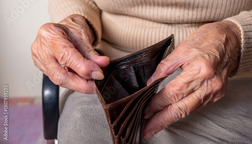 hands of an old person showing an empty wallet
