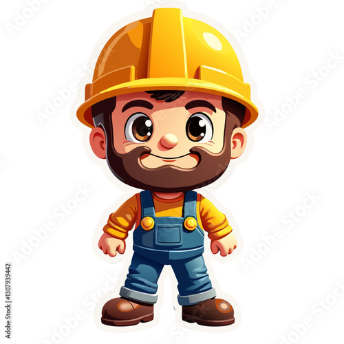funny cartoon builder with helmet