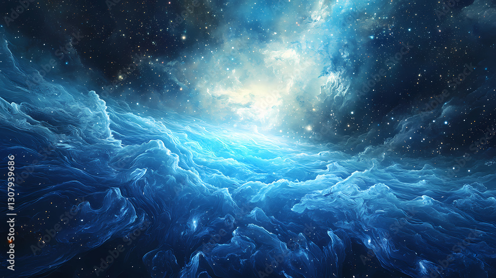 Galactic ocean with shimmering celestial patterns and radiant stardust illuminating the universe. galactic ocean glow. illustration. Shimmering - Waterfall. Illustration Galactic ocean with shimmering celestial patterns and radiant stardust illuminating the universe. galactic ocean glow. illustration. Shimmering - Waterfall. Illustration