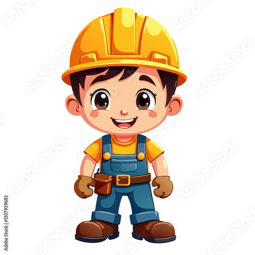 cartoon builder with a helmet