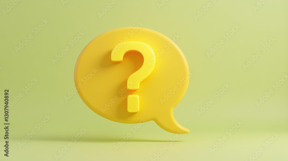 Playful 3D Glowing Yellow Question Mark Speech Bubble Playful 3D Glowing Yellow Question Mark Speech Bubble