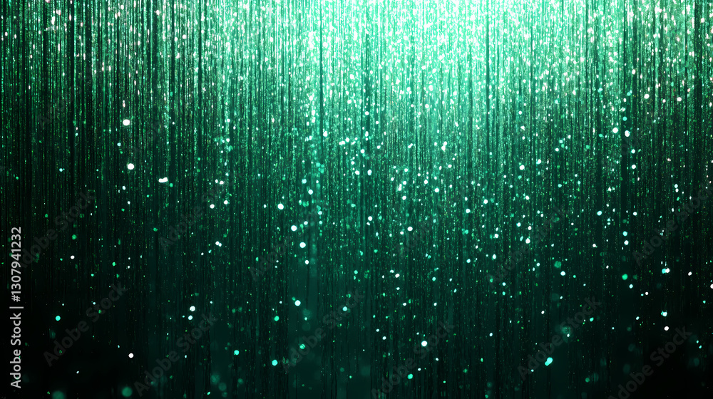 Sparkling emerald green tinsel backdrop. Shimmering - Waterfall. Illustration Sparkling emerald green tinsel backdrop. Shimmering - Waterfall. Illustration