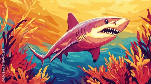 Obraz Rysunek rekina w wodzie