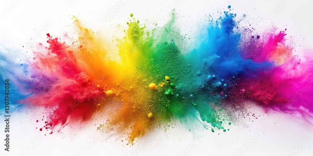 Vibrant colorful powder splatters on a smooth white background creating a mesmerizing abstract pattern that evokes feelings of joy and playfulness , colors, powderspatter Vibrant colorful powder splatters on a smooth white background creating a mesmerizing abstract pattern that evokes feelings of joy and playfulness , colors, powderspatter