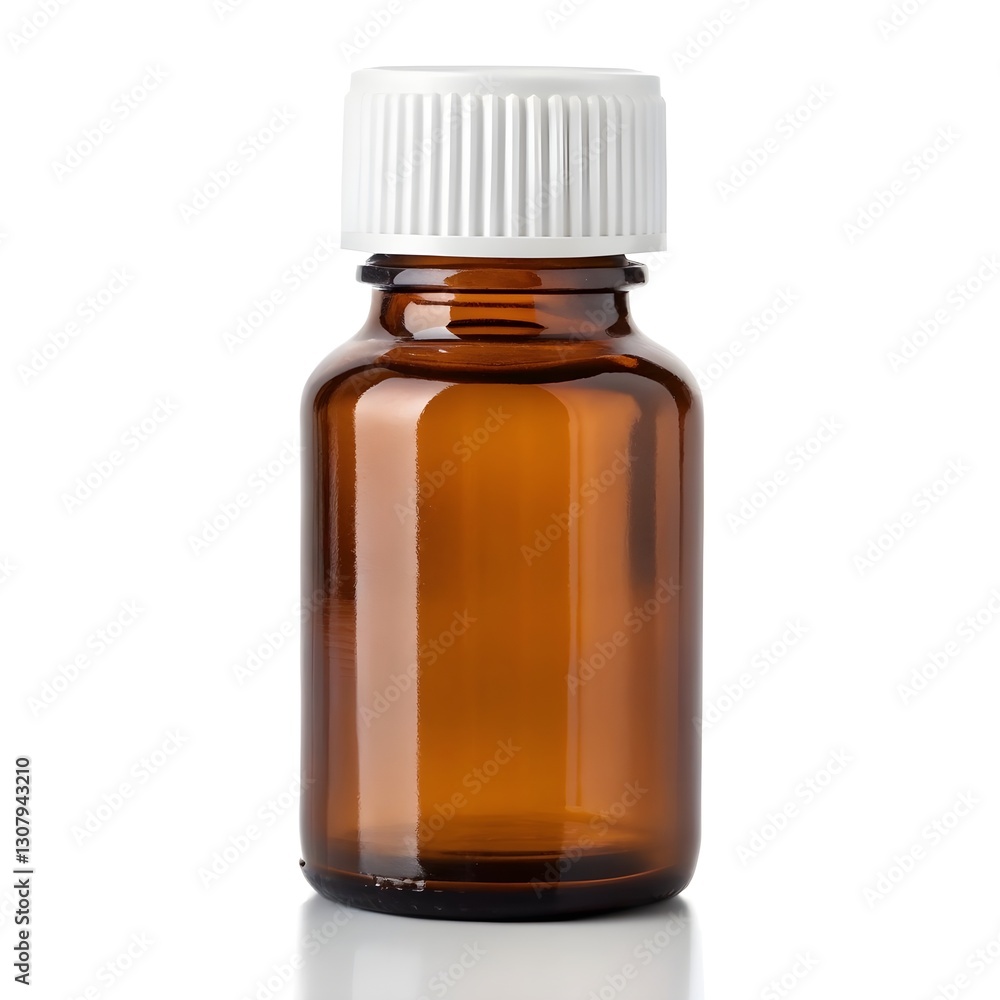 The empty brown glass bottle with white cap is suitable for medical, pharmaceutical or cosmetic use. Ideal for packaging liquids, syrups or other solutions in a secure container. The empty brown glass bottle with white cap is suitable for medical, pharmaceutical or cosmetic use. Ideal for packaging liquids, syrups or other solutions in a secure container.