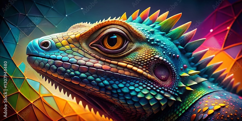 Obraz premium Abstract Lizard Design: Creative Branding Stock Photo - Vibrant Scales & Geometric Patterns