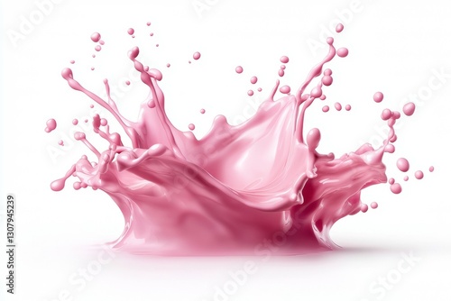 Splash of pink liquid with a white background