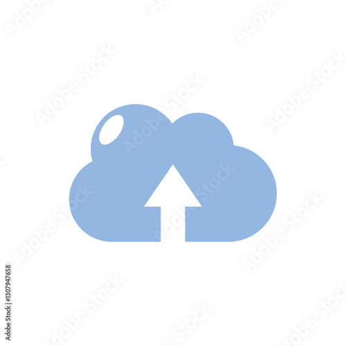 Cloud Upload Vector Illustration Representing Online Data Storage, File Transfer, and Cloud Computing Technology Concepts