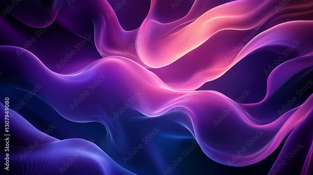 Fototapeta premium Abstract fluid background features deep purple and blue swirls, accented by a noise texture
