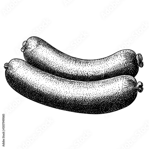 Illustration featuring two intricately engraved sausages ready for culinary delight