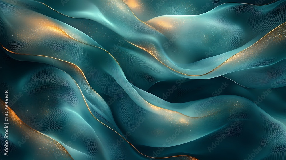 Fototapeta premium Abstract light streaks flow dynamically with blue and green hues over a dark background