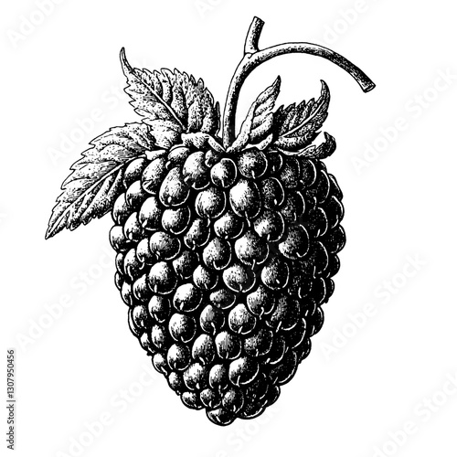 Intricate engraved raspberry illustration perfect for tattoo enthusiasts wanting elegant designs