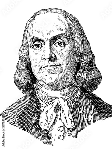 Intriguing engraved illustration of an influential historical figure reflecting wisdom and creativity through expressive lines and detailed engravings