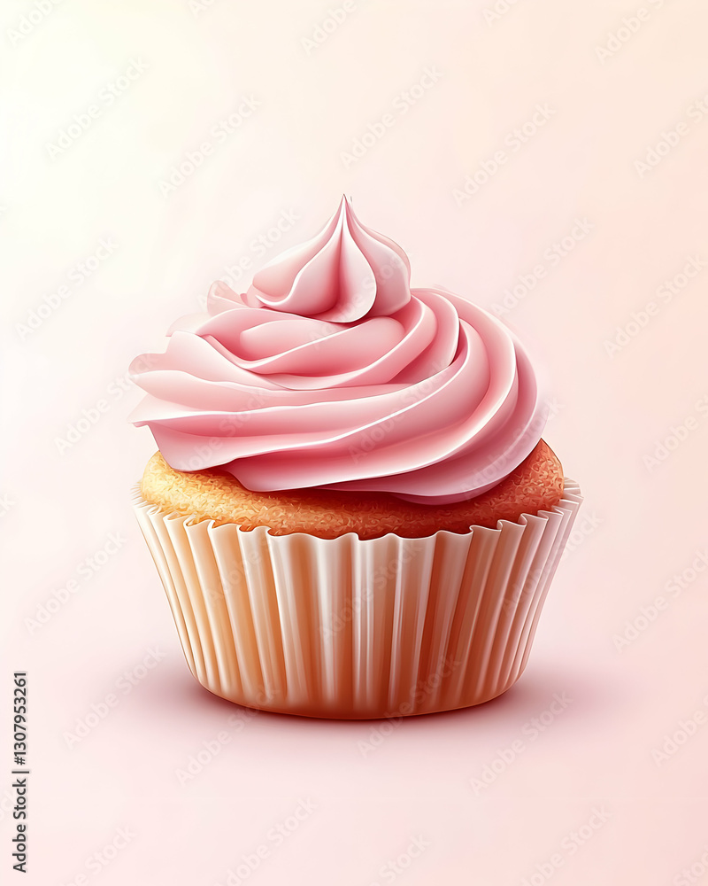 Pink Cupcake Illustration: A Delicious Digital Rendering of a Sweet Treat Pink Cupcake Illustration: A Delicious Digital Rendering of a Sweet Treat