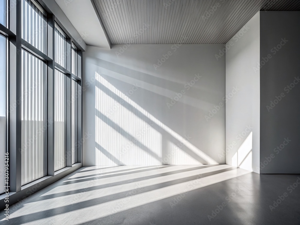 Fototapeta premium Abstract Shadow Play: Monochrome Office Interior with Window Light