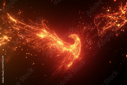 Fiery Phoenix: A Glowing, Abstract Artistic Flight