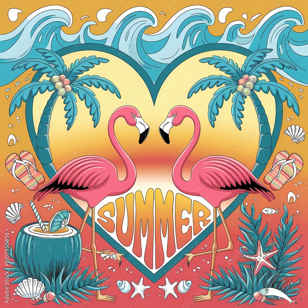 Naklejka premium summer t-shirt design, summer graphic tee, beach t-shirt design, vacation t-shirt design, tropical summer shirt, sunny day t-shirt design, summer vibes t-shirt, outdoor adventure shirt, summer fun