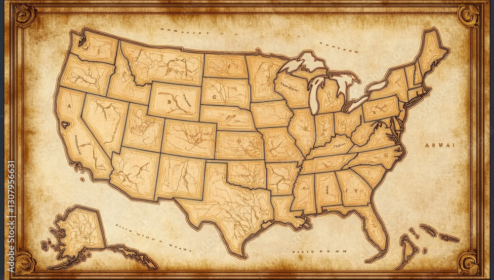 Fototapeta premium old map of continent 