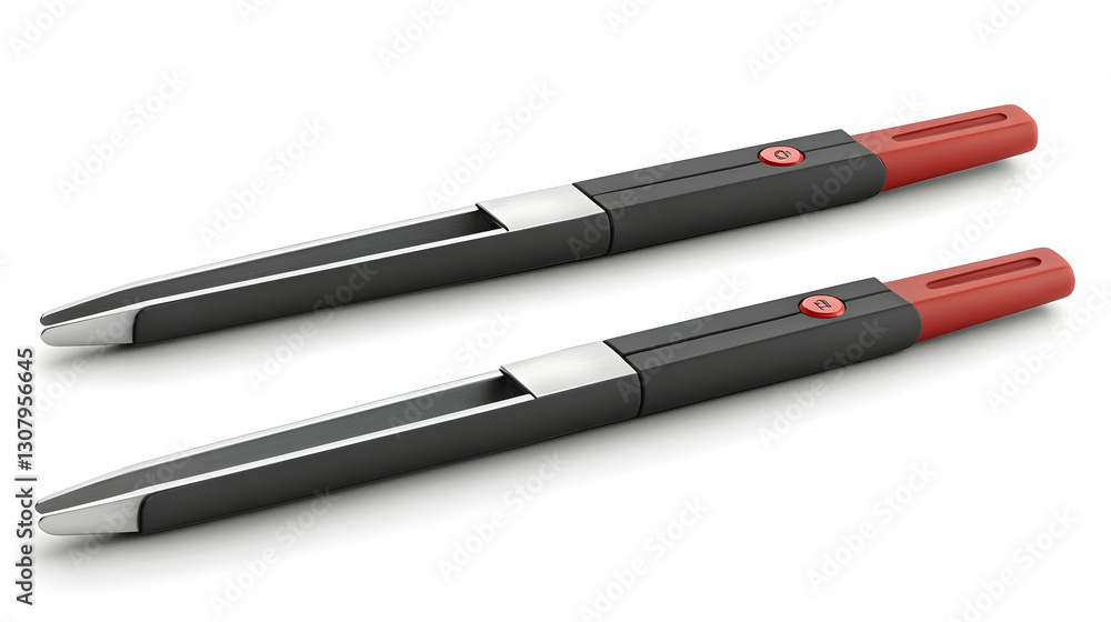 3D Render of Modern Sleek Black and Red Tweezer Set, Precision Tweezers for Beauty and Detail Work 3D Render of Modern Sleek Black and Red Tweezer Set, Precision Tweezers for Beauty and Detail Work