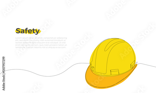 Construction hard hat line art style vector illustration