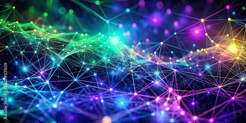 Abstract Technology Background: Glowing Particles and Lines Mesh Network Abstract Technology Background: Glowing Particles and Lines Mesh Network