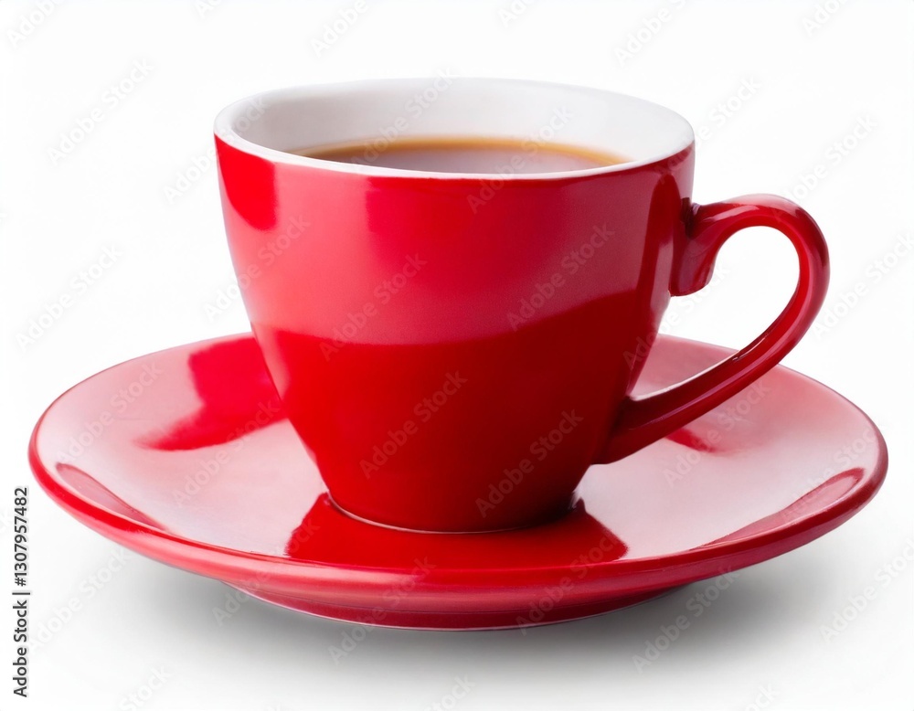 Red Coffee or Tea Cup Elegantly Isolated on White with Clipping Path Red Coffee or Tea Cup Elegantly Isolated on White with Clipping Path
