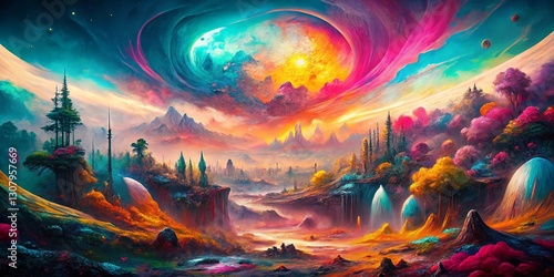 Abstract Torn Paper Spray Paint Landscape Wall Art - Modern Grunge Texture