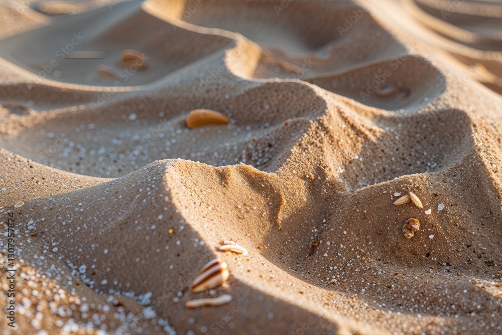 Obraz premium Sandy Beach Textures and Warm Coastal Aesthetic Close-up Photography