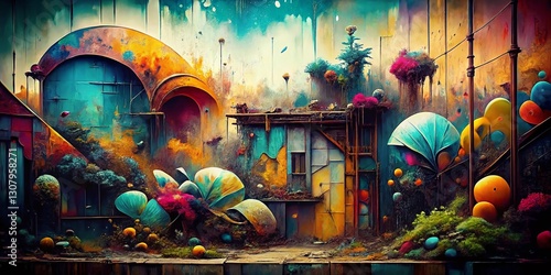 Abstract Urban Decay: Organic Shapes Wallpaper Background - Grunge Texture