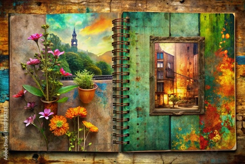 Abstract Urban Exploration Journal Page Texture: Organic Shapes & Artistic Design Background