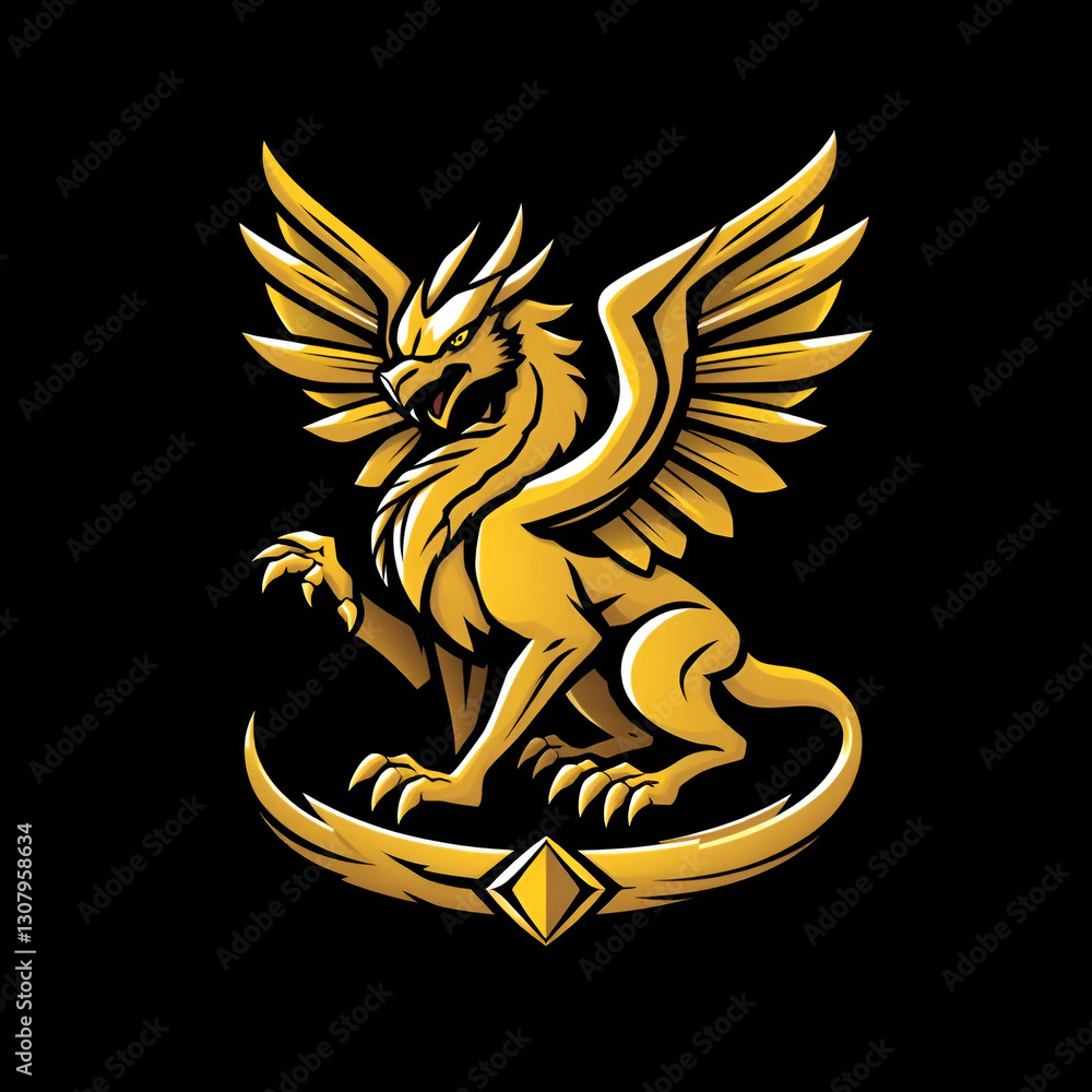 Fototapeta premium luxury Griffin Mythical mascot Vector Design Logo