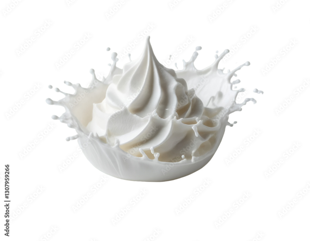 White whipped cream isolated on a transparent background White whipped cream isolated on a transparent background