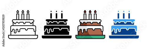 Birthday Cake  Icon Set Multiple Style Collection