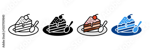 Cake Slice  Icon Set Multiple Style Collection