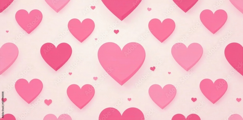 Seamless vector pattern of pink hearts; simple flat style , cute, romantic Seamless vector pattern of pink hearts; simple flat style , cute, romantic