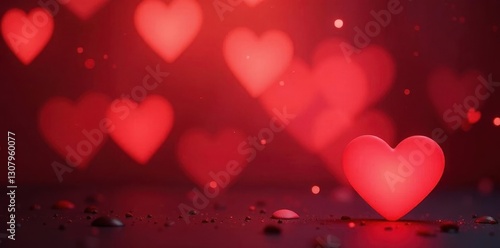 Soft red heart bokeh, romantic Valentine's Day glow, texture, element