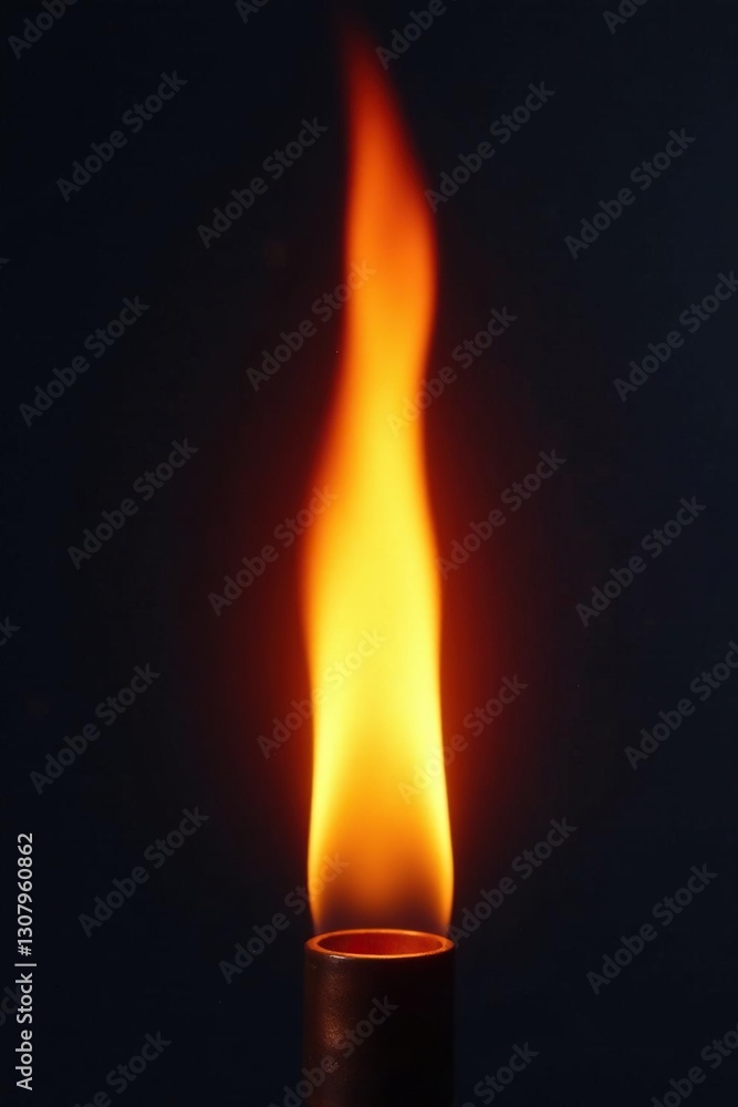Isolated flame column bursting forth from a fiery nozzle tip, bright, flames Isolated flame column bursting forth from a fiery nozzle tip, bright, flames
