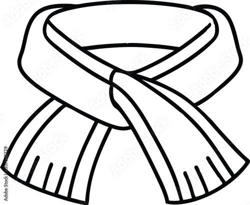 scarf outline vector illustration, Scarf line art vector