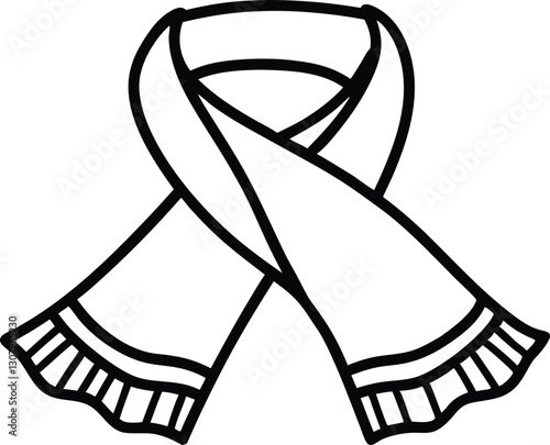 scarf outline vector illustration, Scarf line art vector
