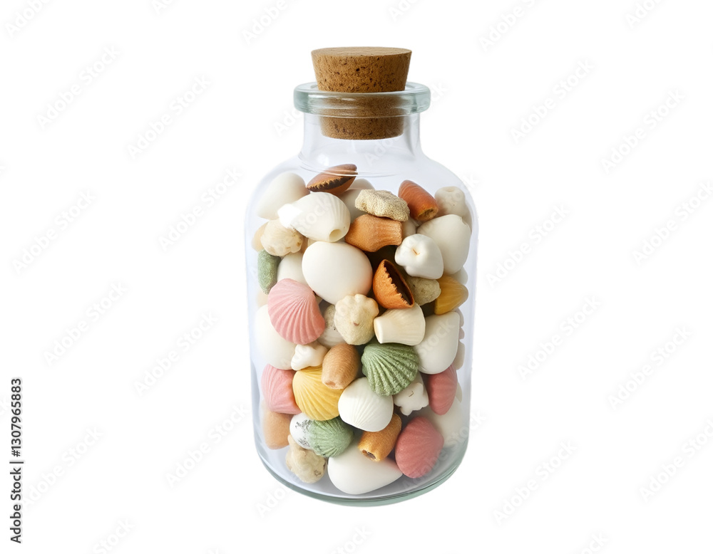 Glass jar full of multicolored candies isolated on transparent background Glass jar full of multicolored candies isolated on transparent background