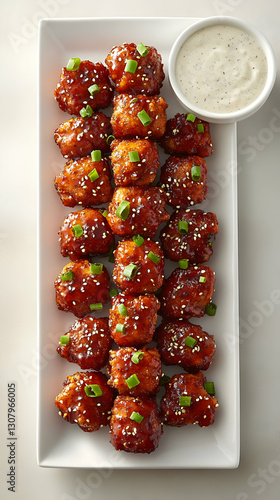 Delicious Sesame Glazed Chicken Bites Recipe - Food Photography